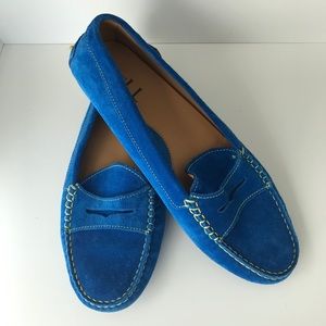 Spell hand-made blue suede driving loafers size 39